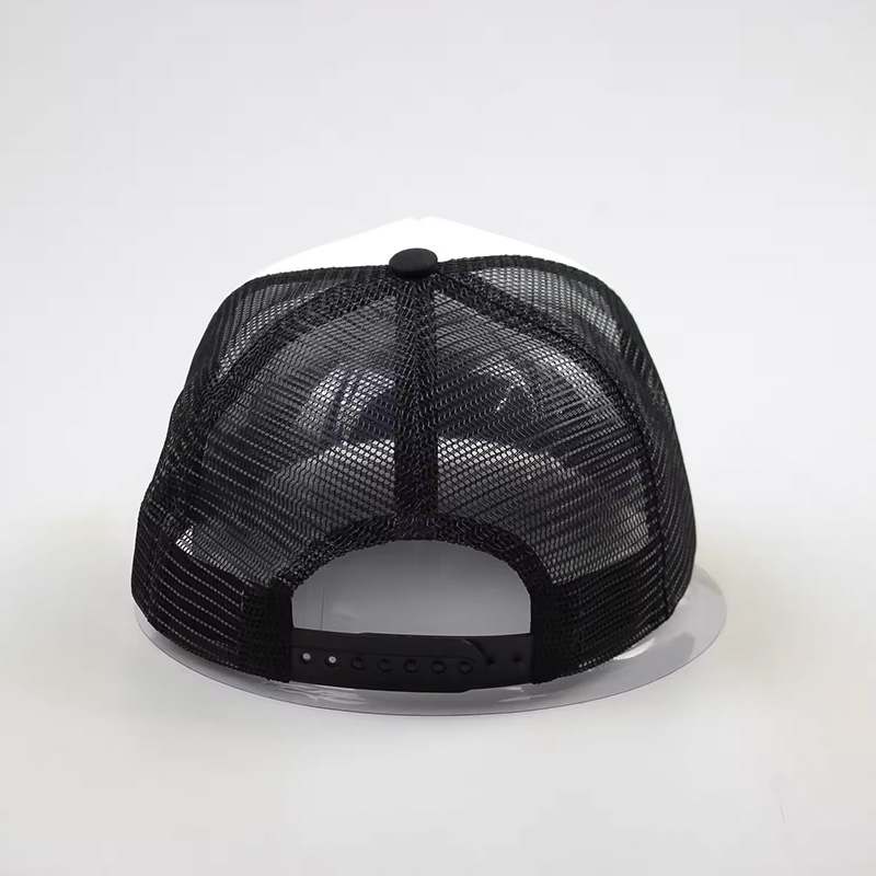 NVRRPLCTD Crown Logo Foam Front Trucker Cap – Black White Mesh Snapback