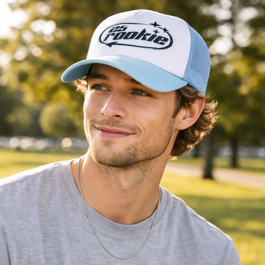 5 Panel Foam Trucker Hat with Flat Embroidered Logo