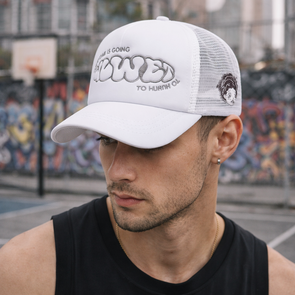 5 Panel High Quality Foam Trucker Hat with Mesh Back and Embroidered Logo