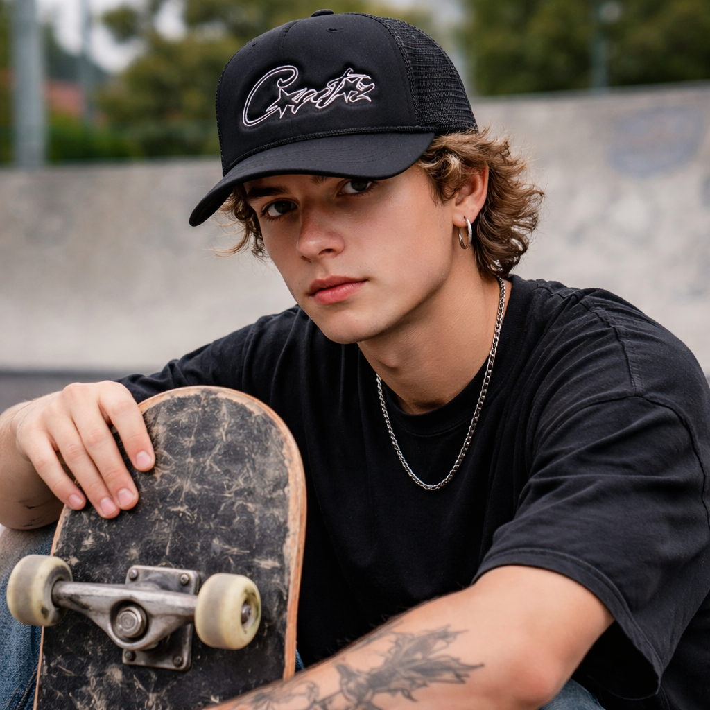 Foam Front Mesh Trucker Hat with Star Logo Embroidery