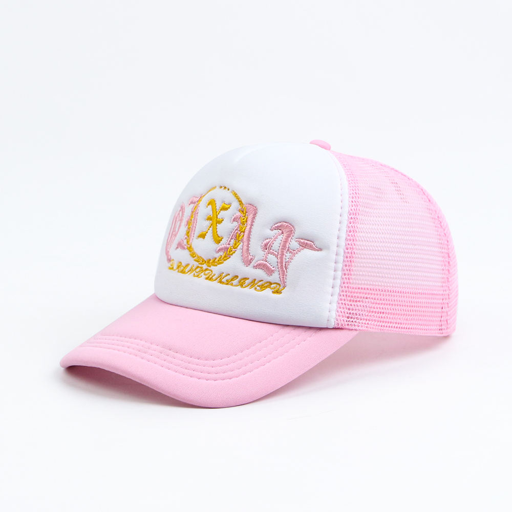 Colorful 5 Panel Foam Trucker Hat with Embroidered Logo and Mesh Back