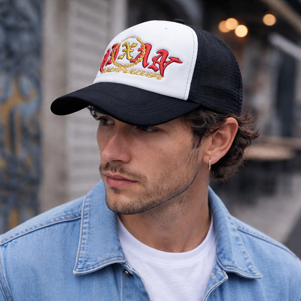 Colorful 5 Panel Foam Trucker Hat with Embroidered Logo and Mesh Back