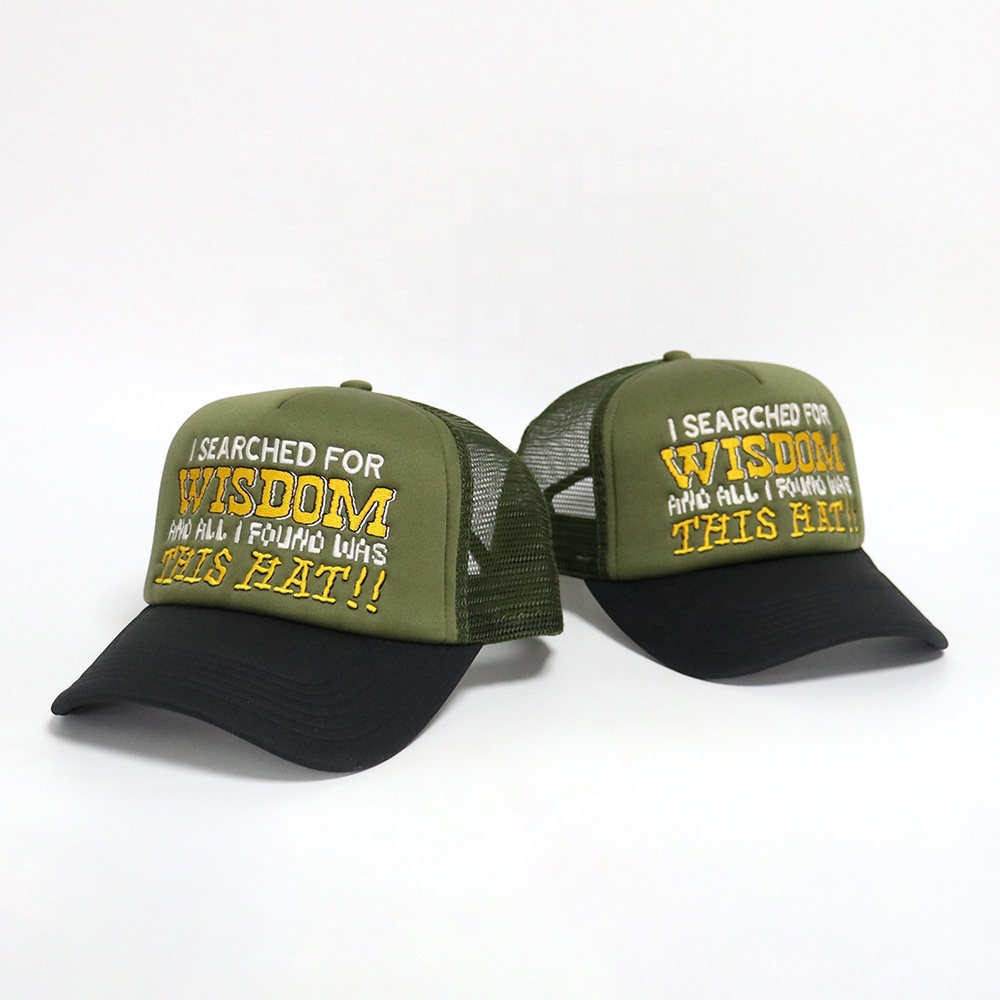 5 Panel Foam Trucker Hat with Flat Embroidery Slogan Adjustable Snapback Cap