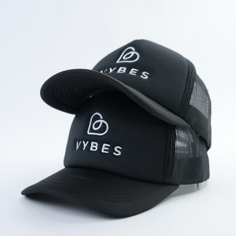 Black Mesh Trucker Cap with Embroidered VYBES Logo