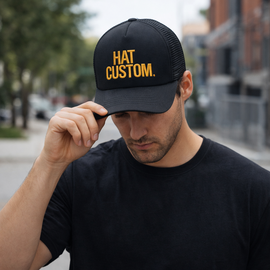 Bold Letter Foam Trucker Hat with Mesh Back – Black & Blue Color Options