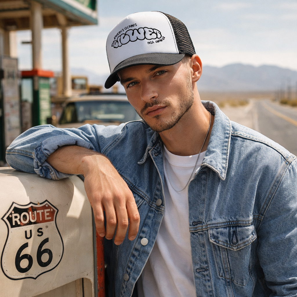 5 Panel High Quality Foam Trucker Hat with Mesh Back and Embroidered Logo