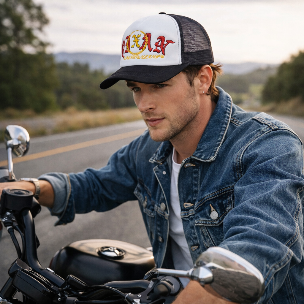 Colorful 5 Panel Foam Trucker Hat with Embroidered Logo and Mesh Back