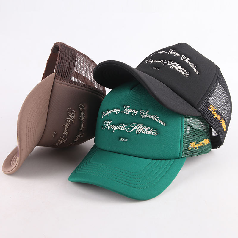 Luxury Letter Embroidered Trucker Cap – 5 Panel Mesh Back Hat