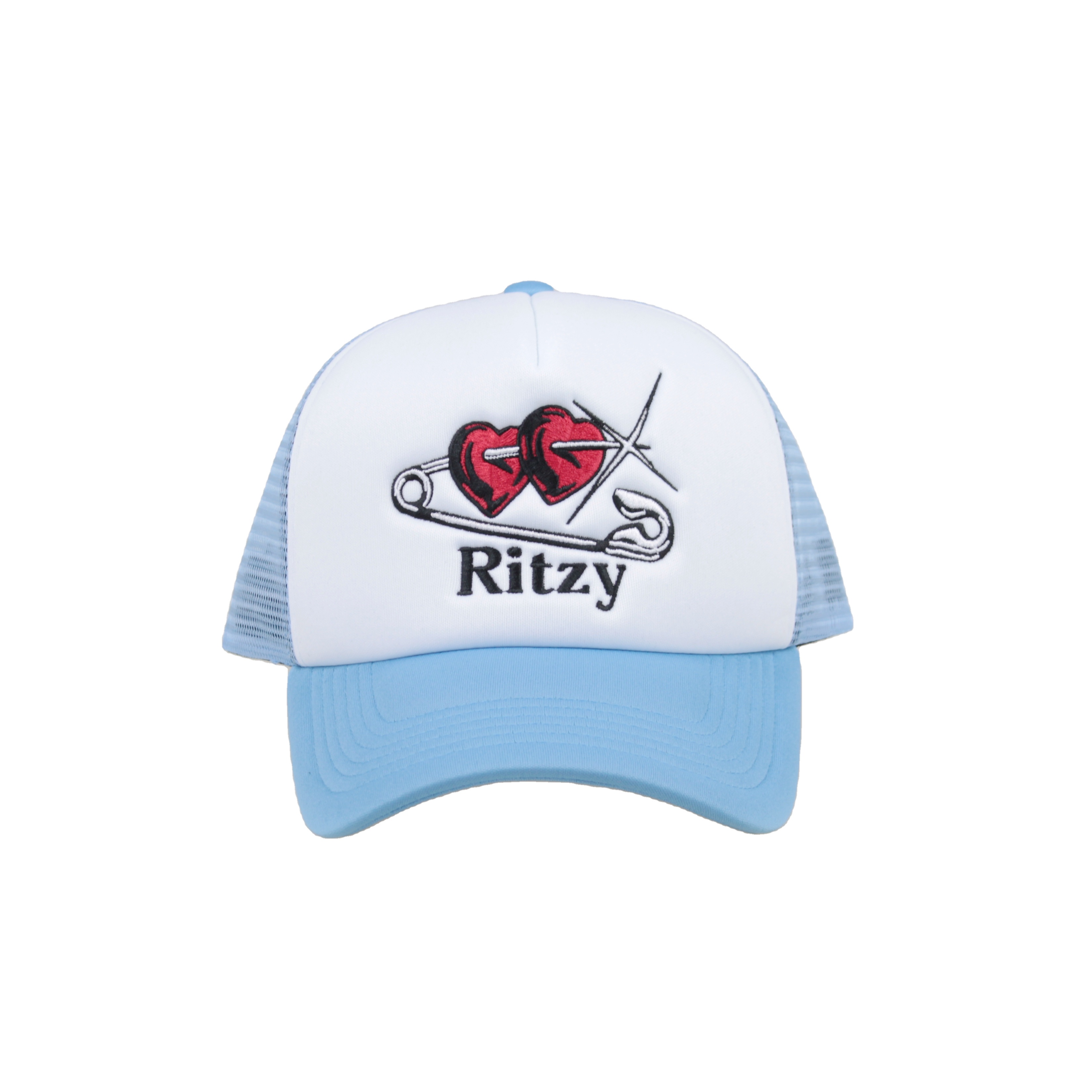 Broken Heart Safety Pin Embroidered Mesh Cap