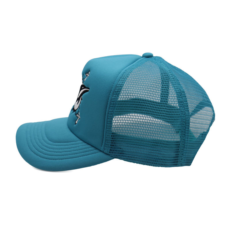 Blue Dolphin Embroidered Foam Front Mesh Trucker Cap