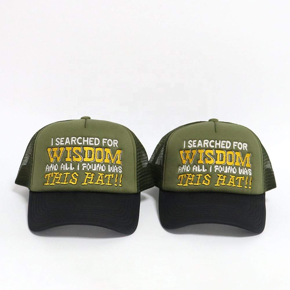5 Panel Foam Trucker Hat with Flat Embroidery Slogan Adjustable Snapback Cap