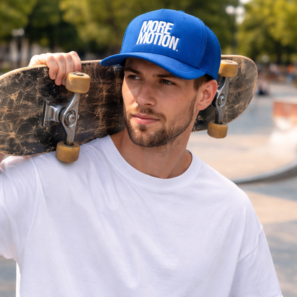 More Motion Embroidered Mesh Back Foam Trucker Cap