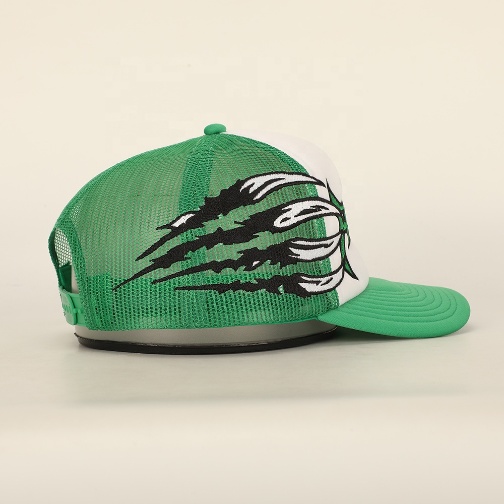 Green Tribal Embroidered Trucker Hat with Mesh Back