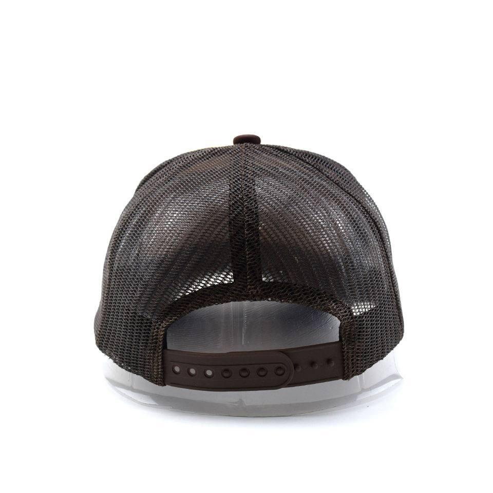 Brown & Beige Foam Trucker Hat with 3D Text Embroidery