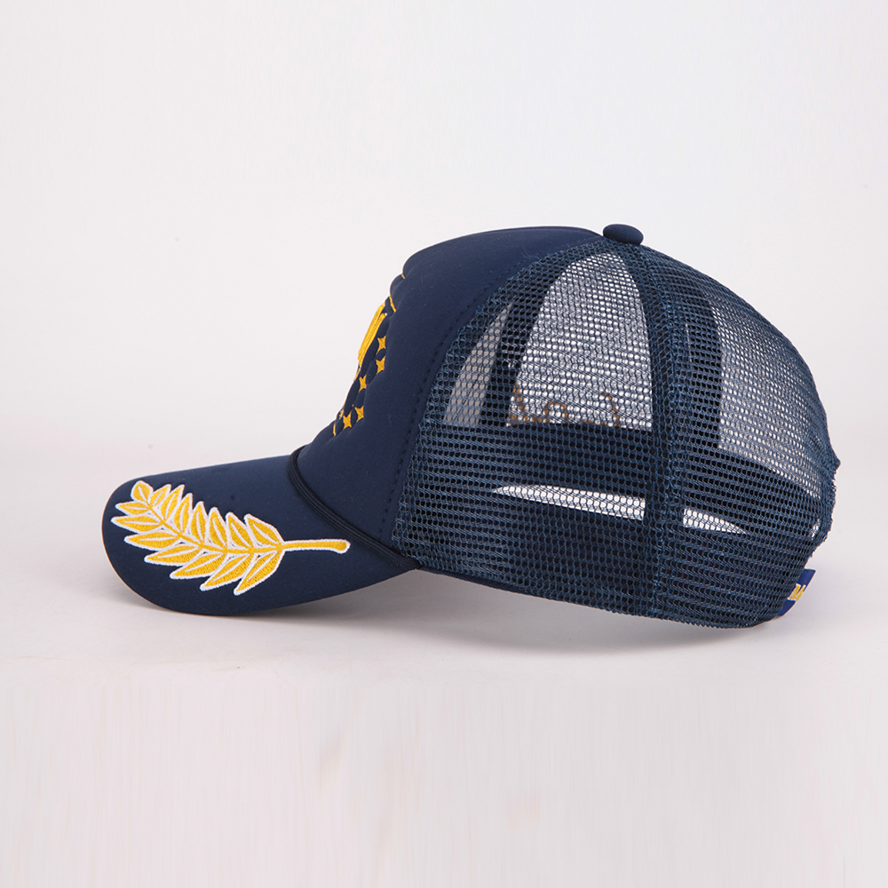 Navy Embroidered Championship Trucker Cap 2024 Wing Design Snapback Hat