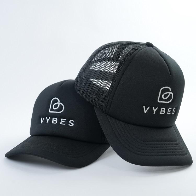 Black Mesh Trucker Cap with Embroidered VYBES Logo