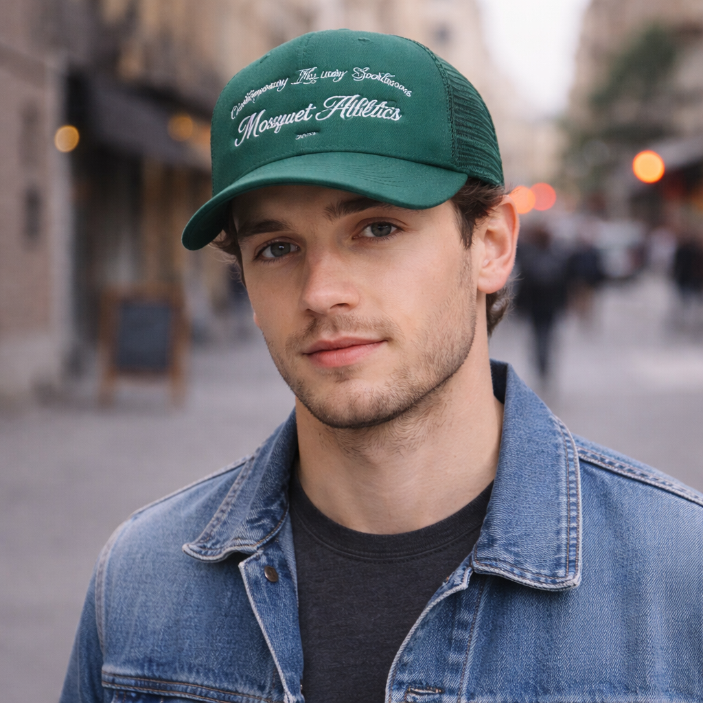 Luxury Letter Embroidered Trucker Cap – 5 Panel Mesh Back Hat