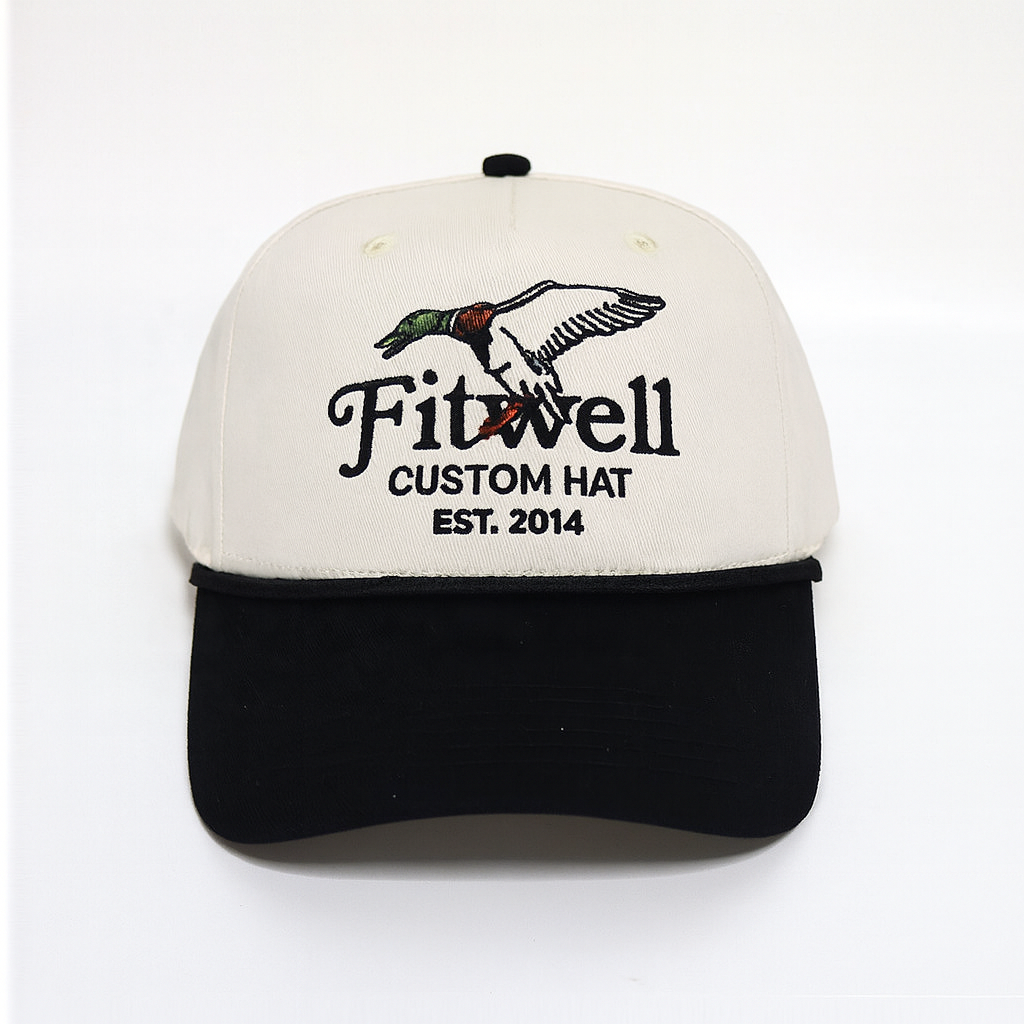 Vintage Two-Tone Cotton Twill Baseball Cap with Flat Embroidery Logo