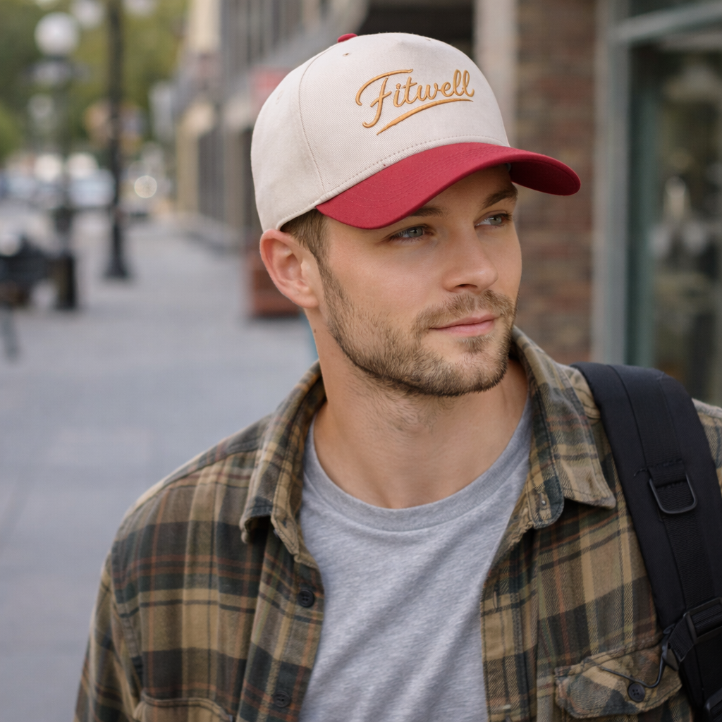 Contrast Brim Embroidered Baseball Cap – Two Tone Cotton Twill Hat