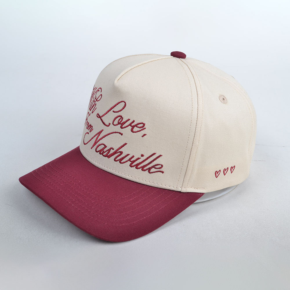 Two-Tone “With Love, From Nashville” Embroidered Baseball Cap – 5 Panel Cotton Hat