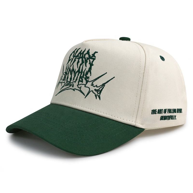 Two-Tone 5-Panel Cotton Twill Baseball Cap with Flat Embroidery Logo