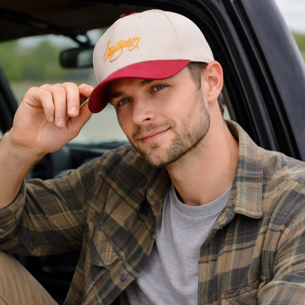 Contrast Brim Embroidered Baseball Cap – Two Tone Cotton Twill Hat