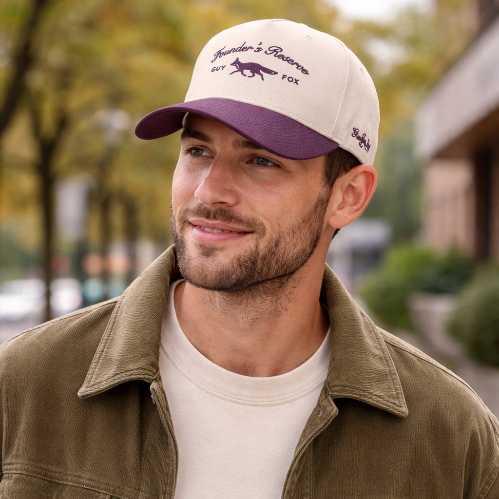 Two-Tone Cotton Baseball Cap with Embroidered Fox Logo