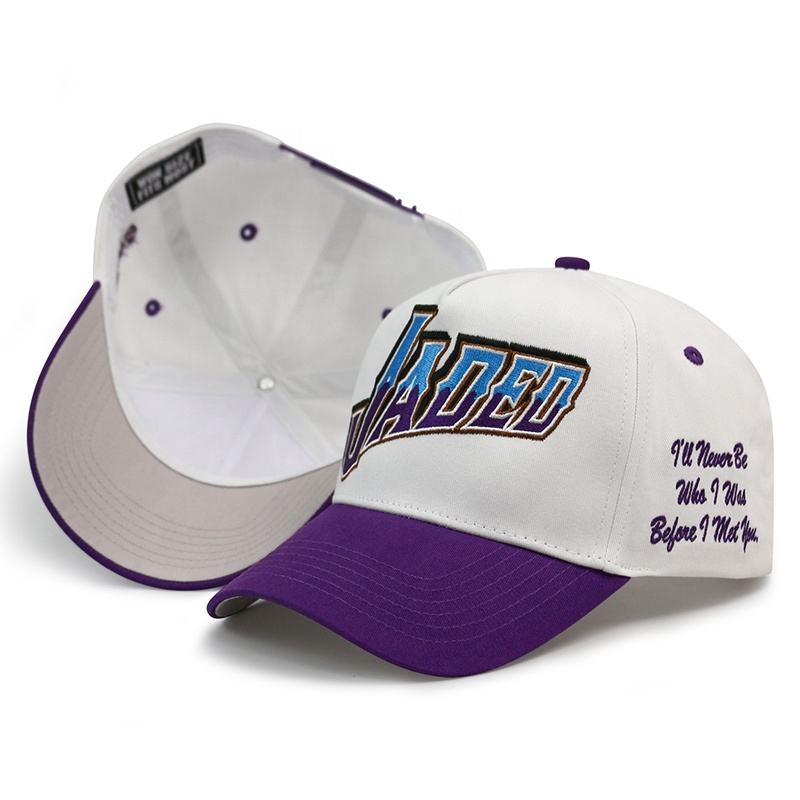 JADED Two-Tone Embroidered Baseball Cap – Purple Brim Cotton Twill Hat