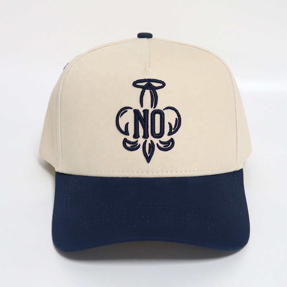 Two-Tone Cotton Twill Baseball Cap with Embroidered NO Logo