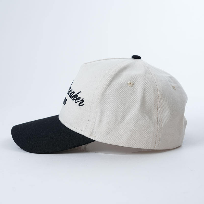 Two-Tone Cotton Twill Baseball Cap with Flat Embroidered Front Text – 5 Panel Classic Fit