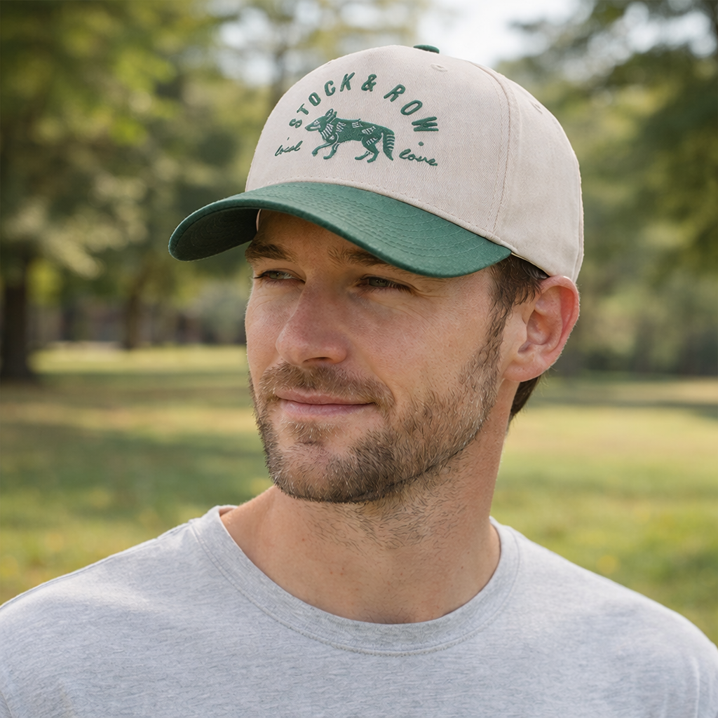 Two-Tone Cotton Twill Baseball Cap with Embroidered Logo