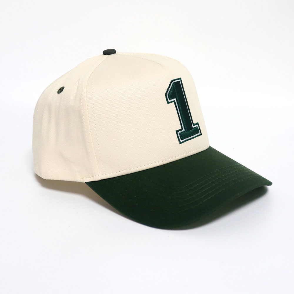 Number One Flat Embroidery Baseball Cap – Two‑Tone Cotton Twill 5‑Panel Hat