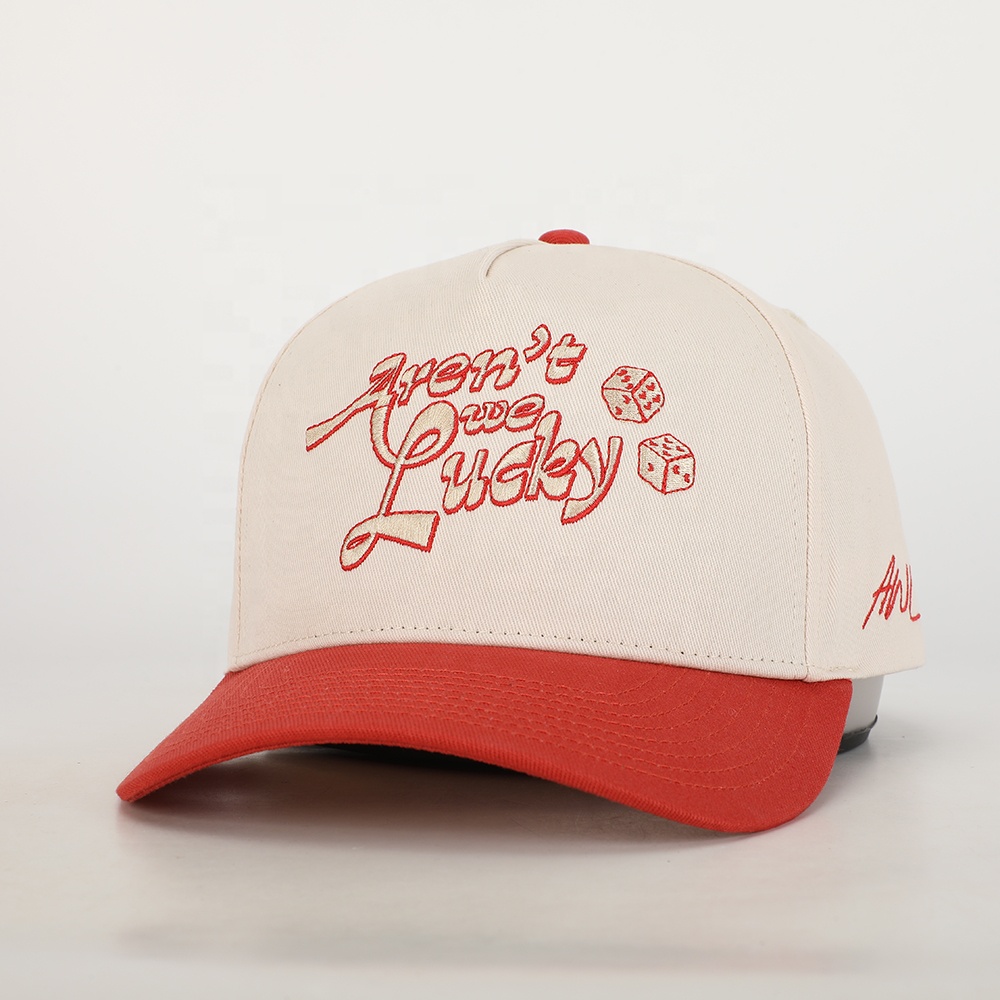 Vintage Dice Embroidered Two-Tone Baseball Cap – 5 Panel Cotton Twill Hat