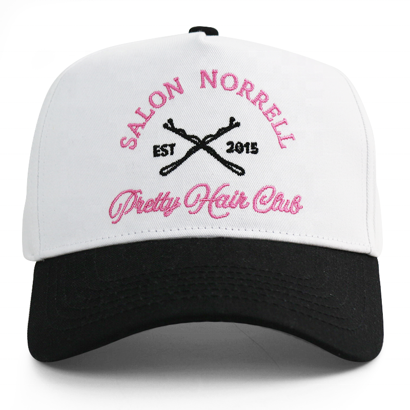 Salon Norrell Pretty Hair Club Baseball Cap – White & Black Two-Tone Design