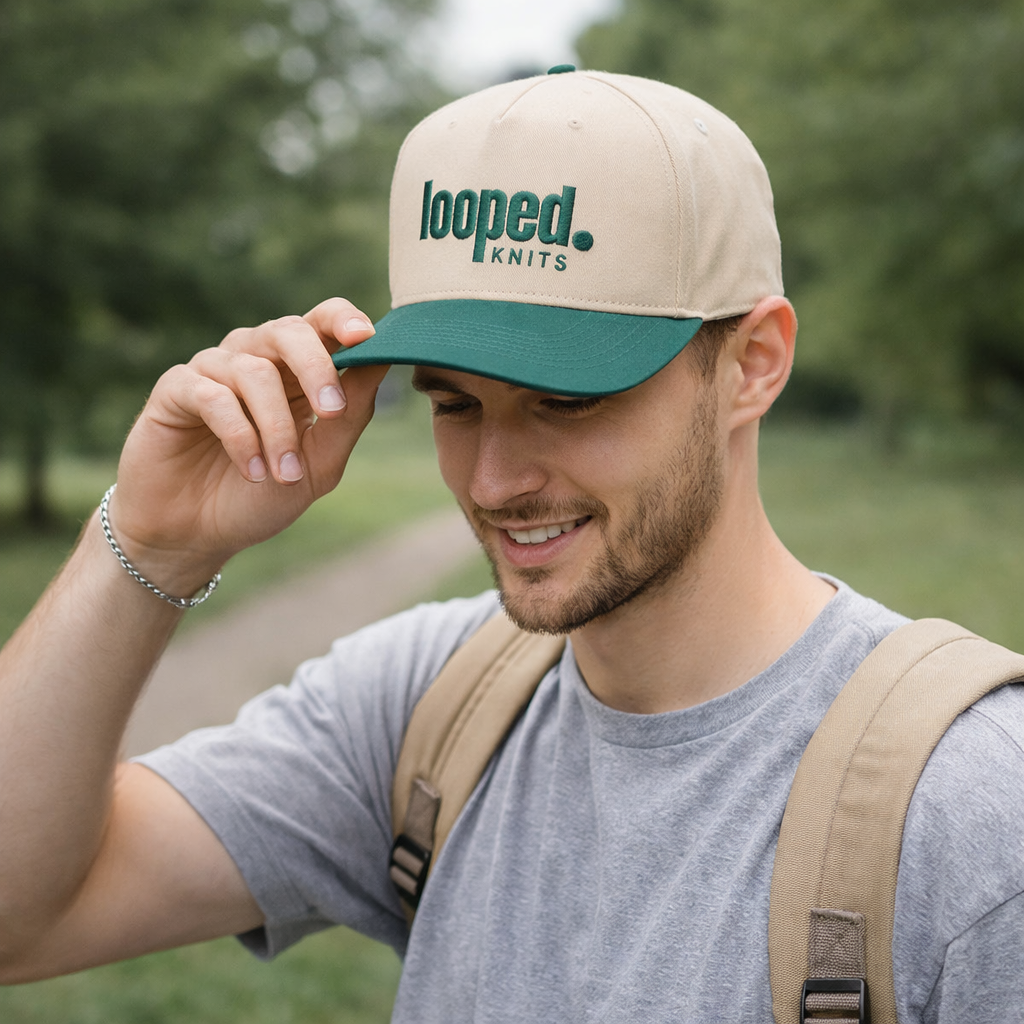 Looped. Knits Two-Tone 5-Panel Cotton Baseball Cap