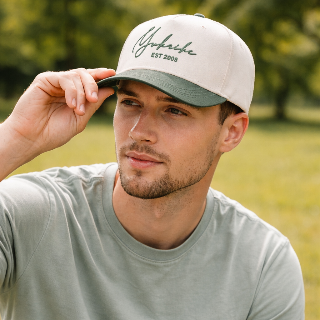 Stylish Two-Tone Cotton Twill Baseball Hat – Modern Embroidered Logo Cap
