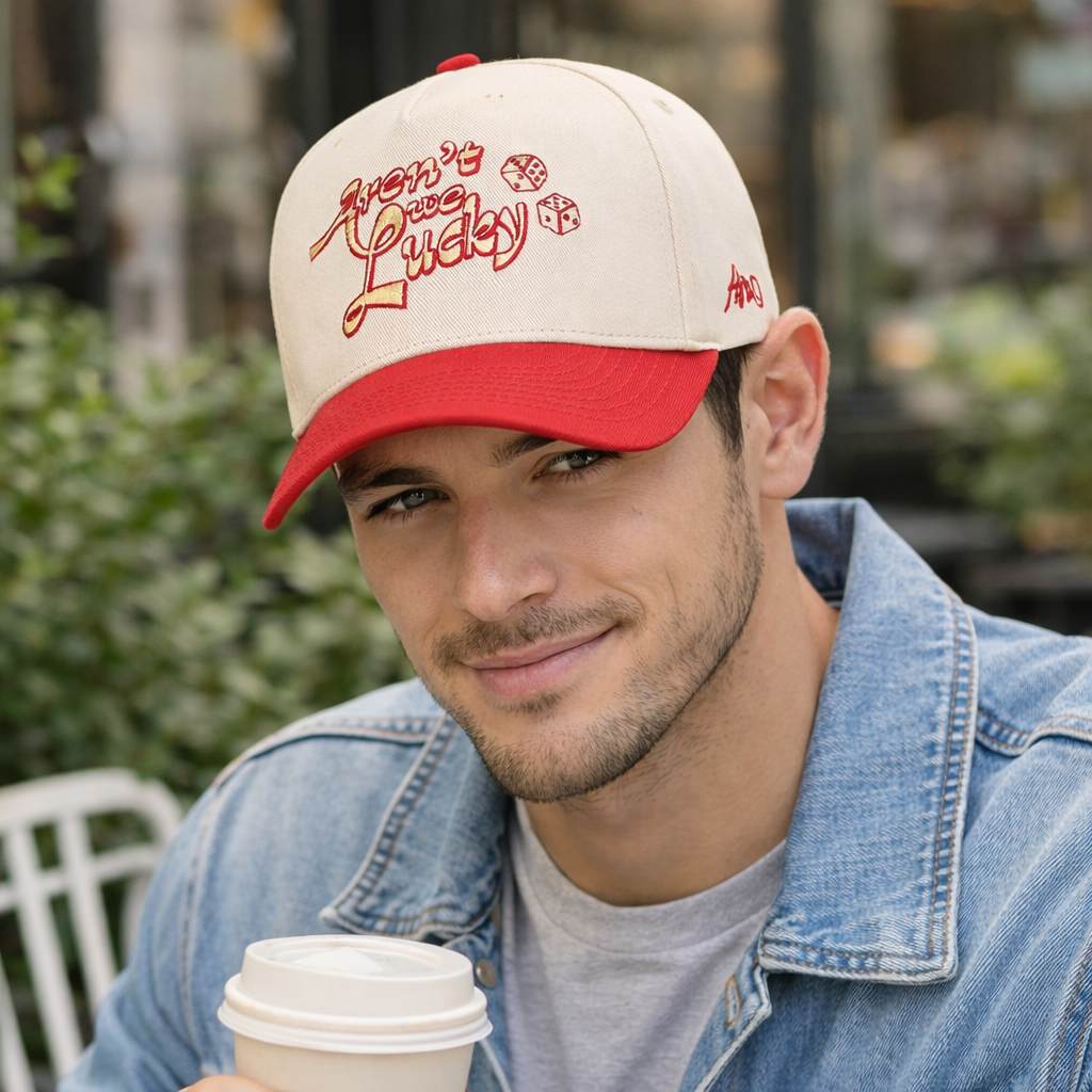 Vintage Dice Embroidered Two-Tone Baseball Cap – 5 Panel Cotton Twill Hat