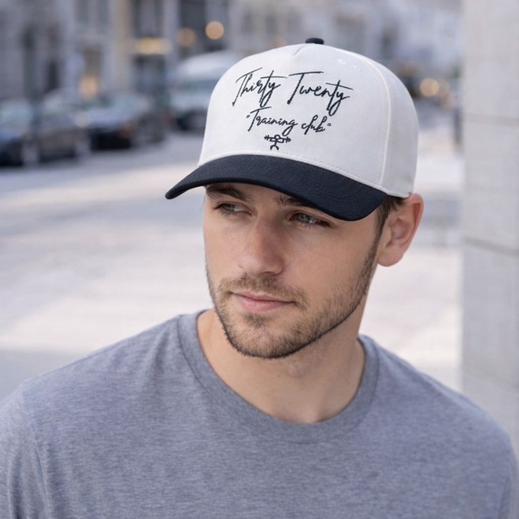 Two-Tone Cotton Baseball Cap with Flat Embroidered Logo