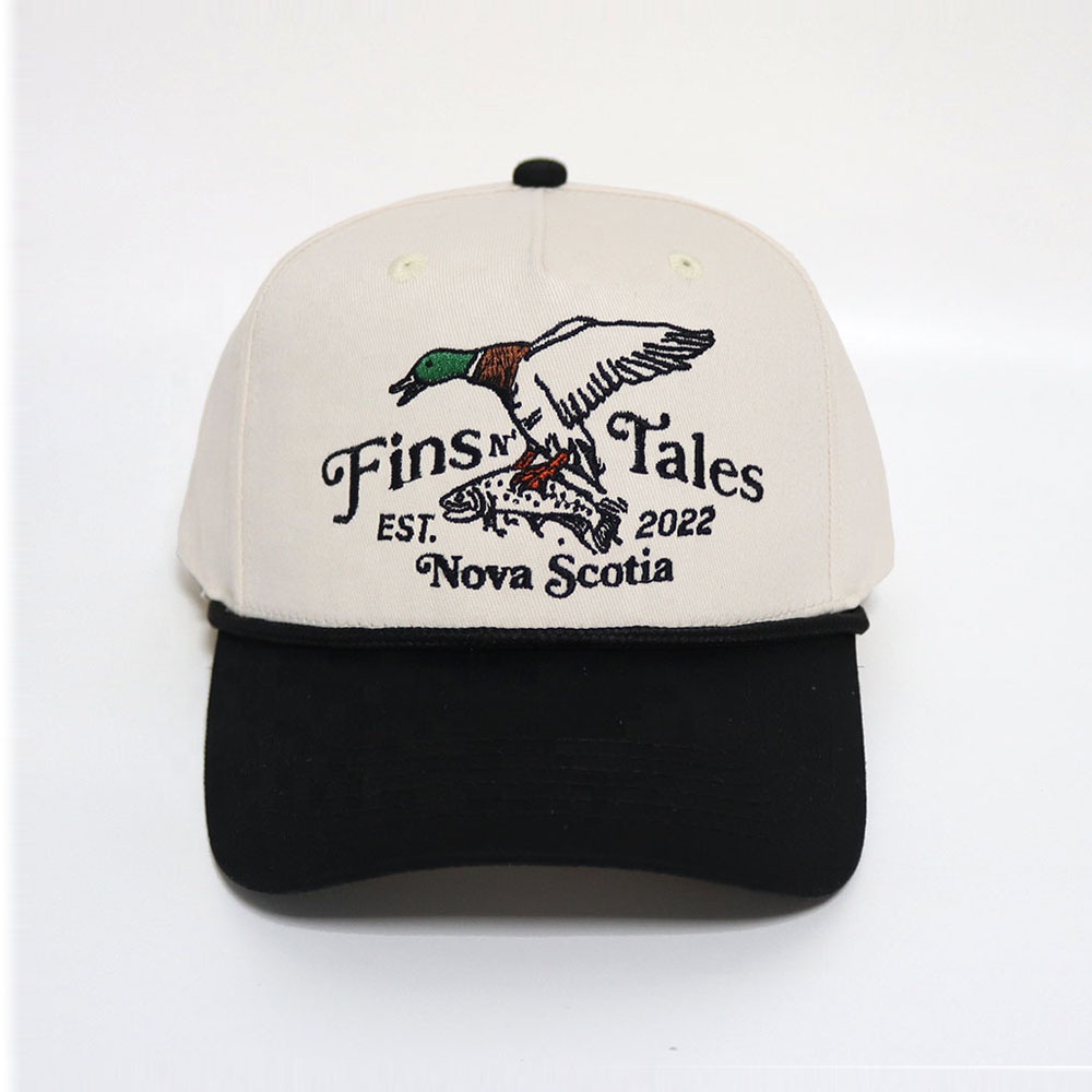 Vintage Two-Tone Cotton Twill Baseball Cap with Flat Embroidery Logo