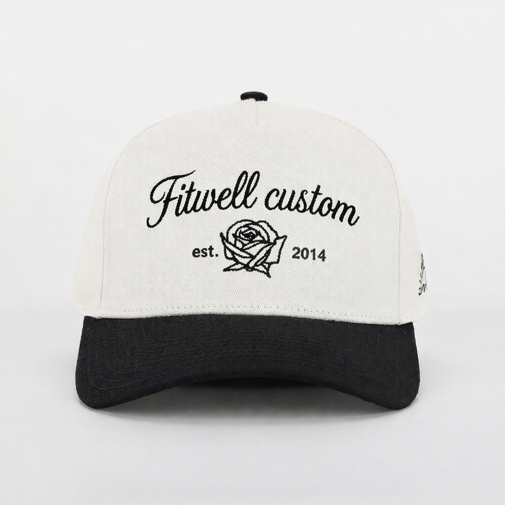 Rose Lane Embroidered Two-Tone Baseball Cap – 5 Panel Cotton Twill Hat