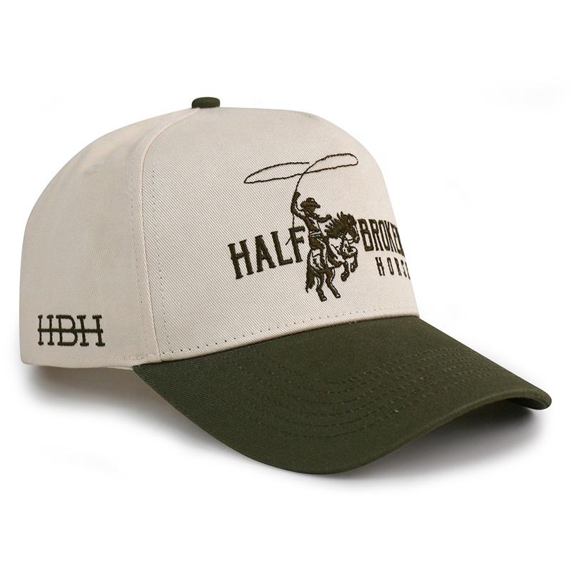Western Rodeo Cowboy Embroidered Cap – Two-Tone Cotton Baseball Hat