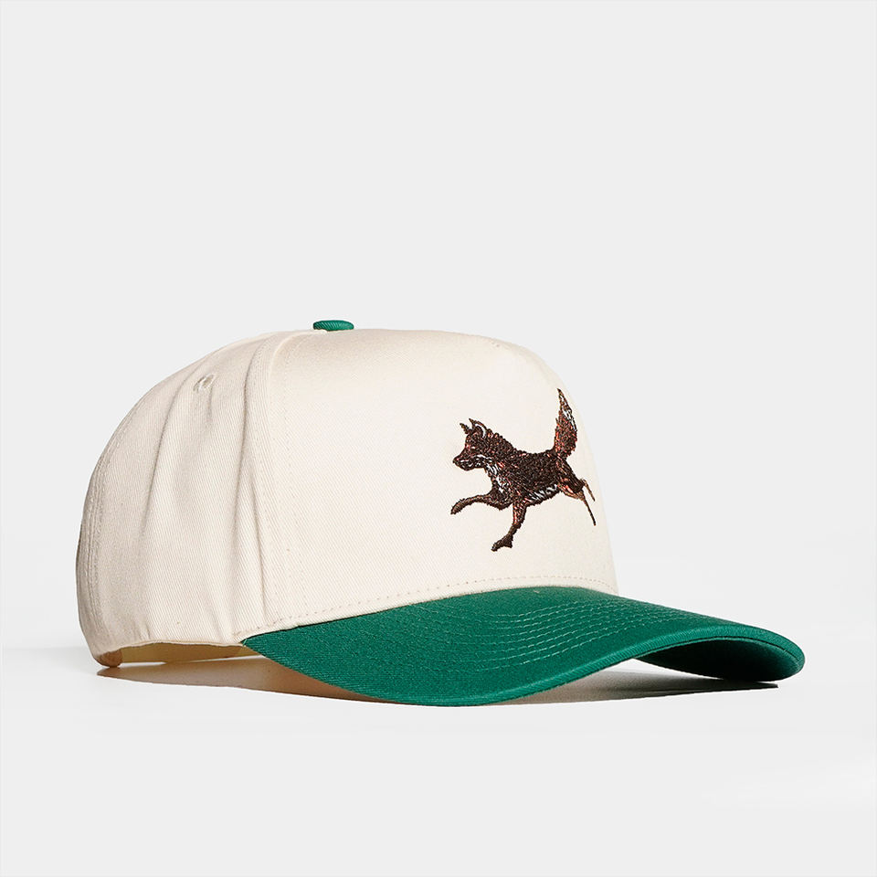 Two-Tone Cotton Twill Baseball Cap with Embroidered Fox