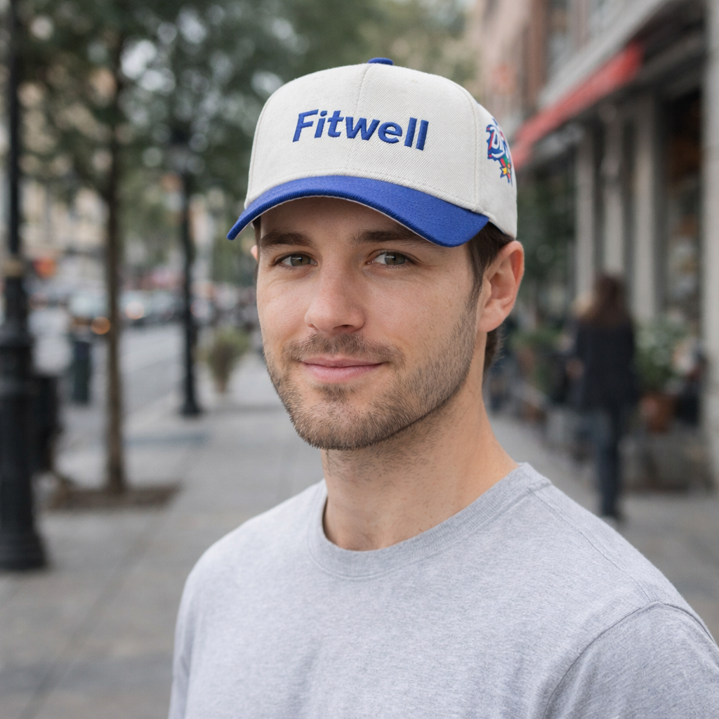 Two-Tone Embroidered Logo 5-Panel Baseball Cap