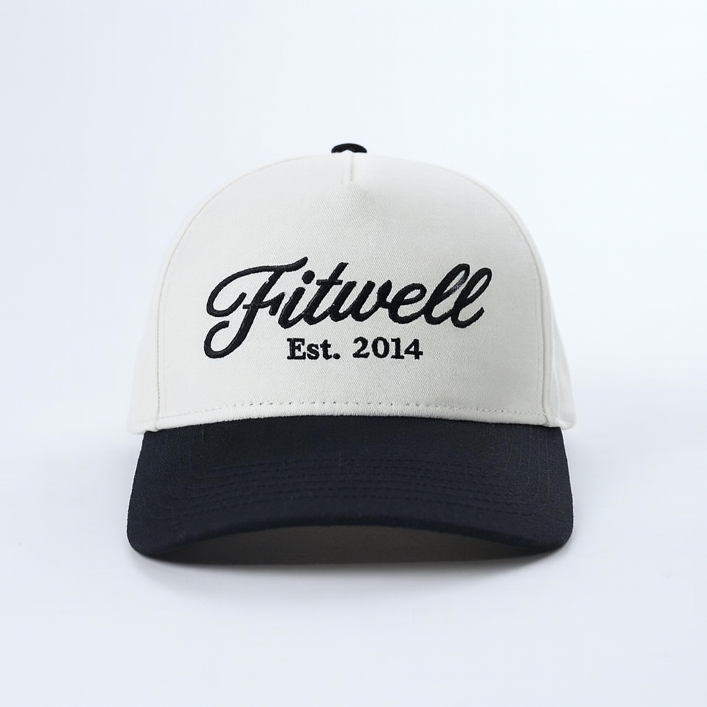 Two-Tone Cotton Twill Baseball Cap with Flat Embroidered Front Text – 5 Panel Classic Fit
