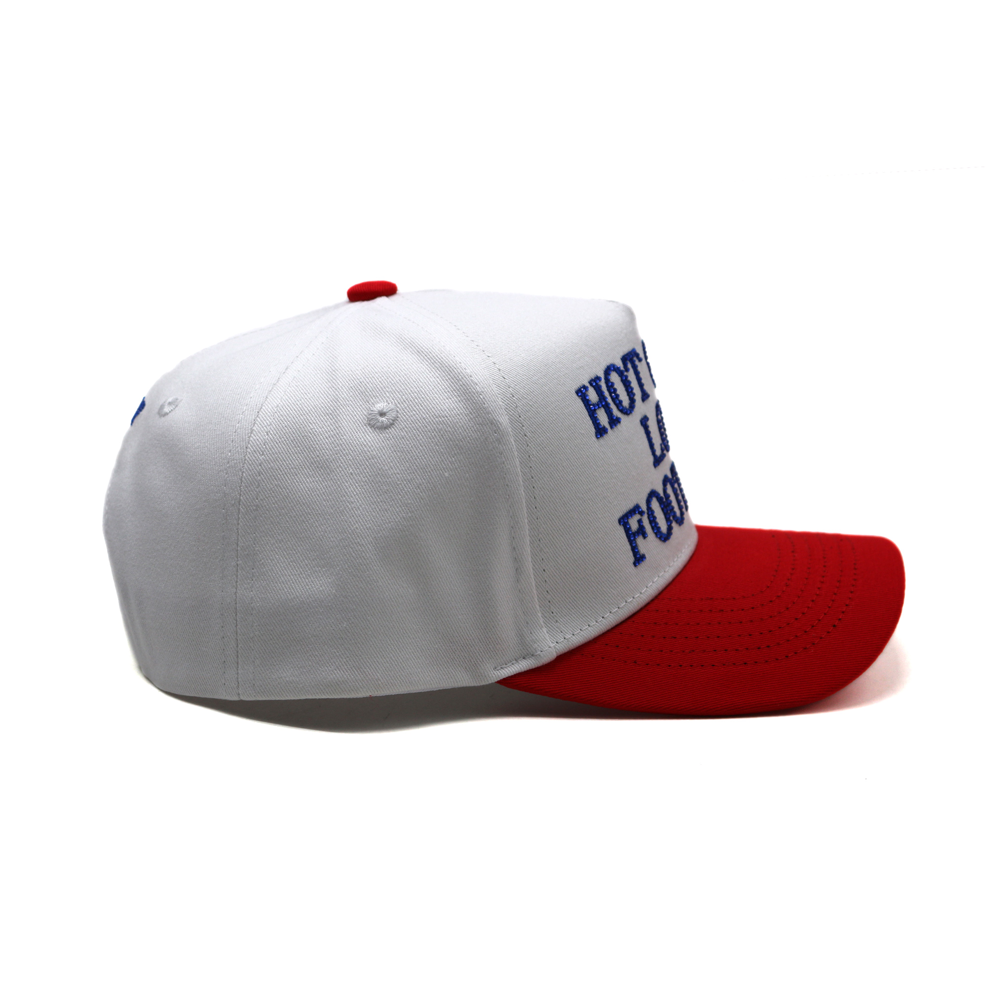 Two-Tone 5-Panel Cotton Twill Baseball Cap with Embroidered Slogan