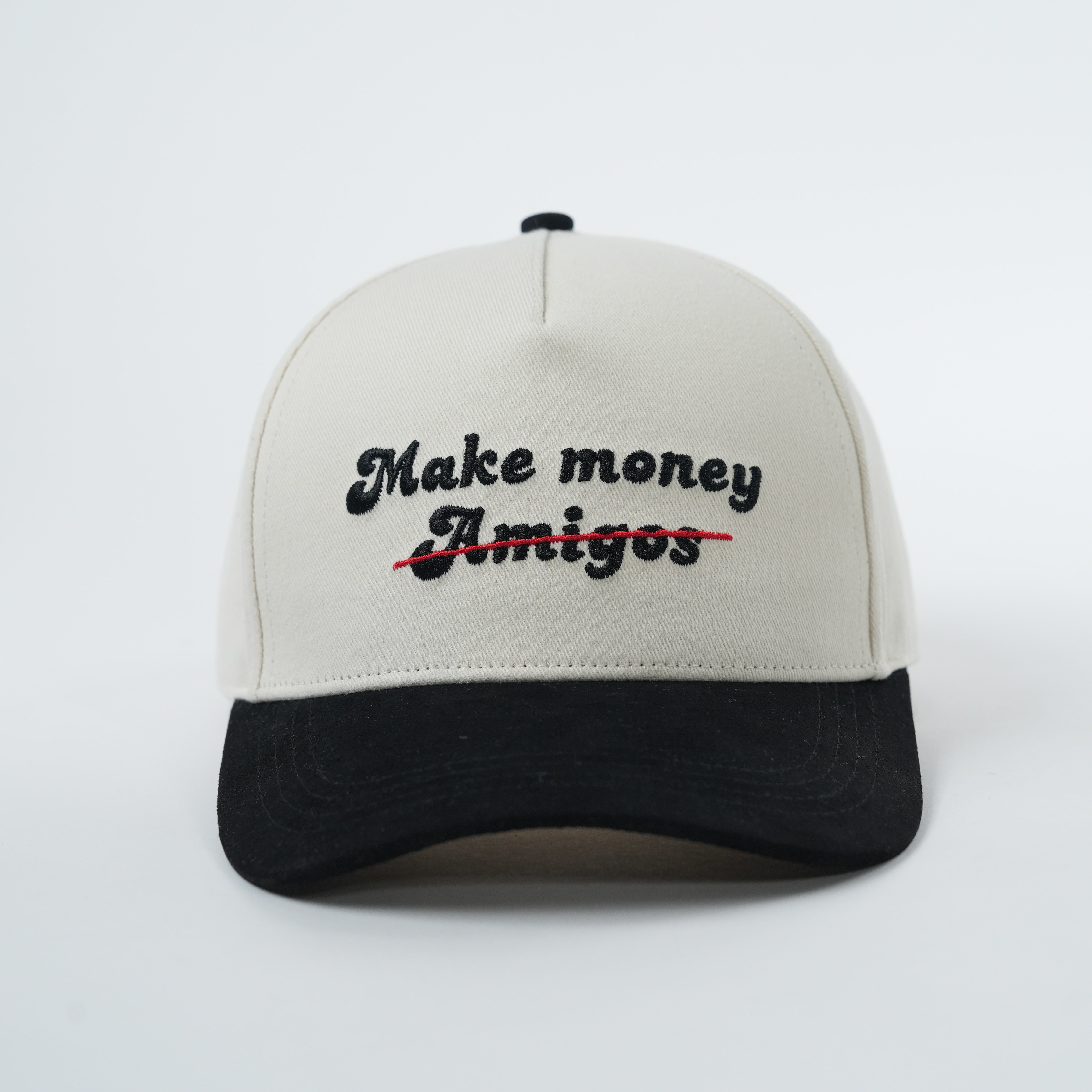 “Make Money Not Amigos” Embroidered Two-Tone 5-Panel Baseball Cap