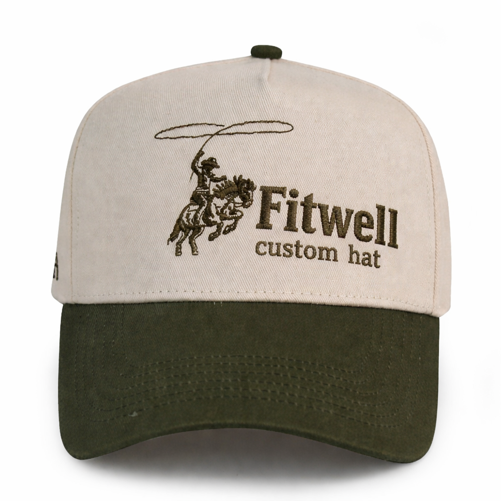 Western Rodeo Cowboy Embroidered Cap – Two-Tone Cotton Baseball Hat