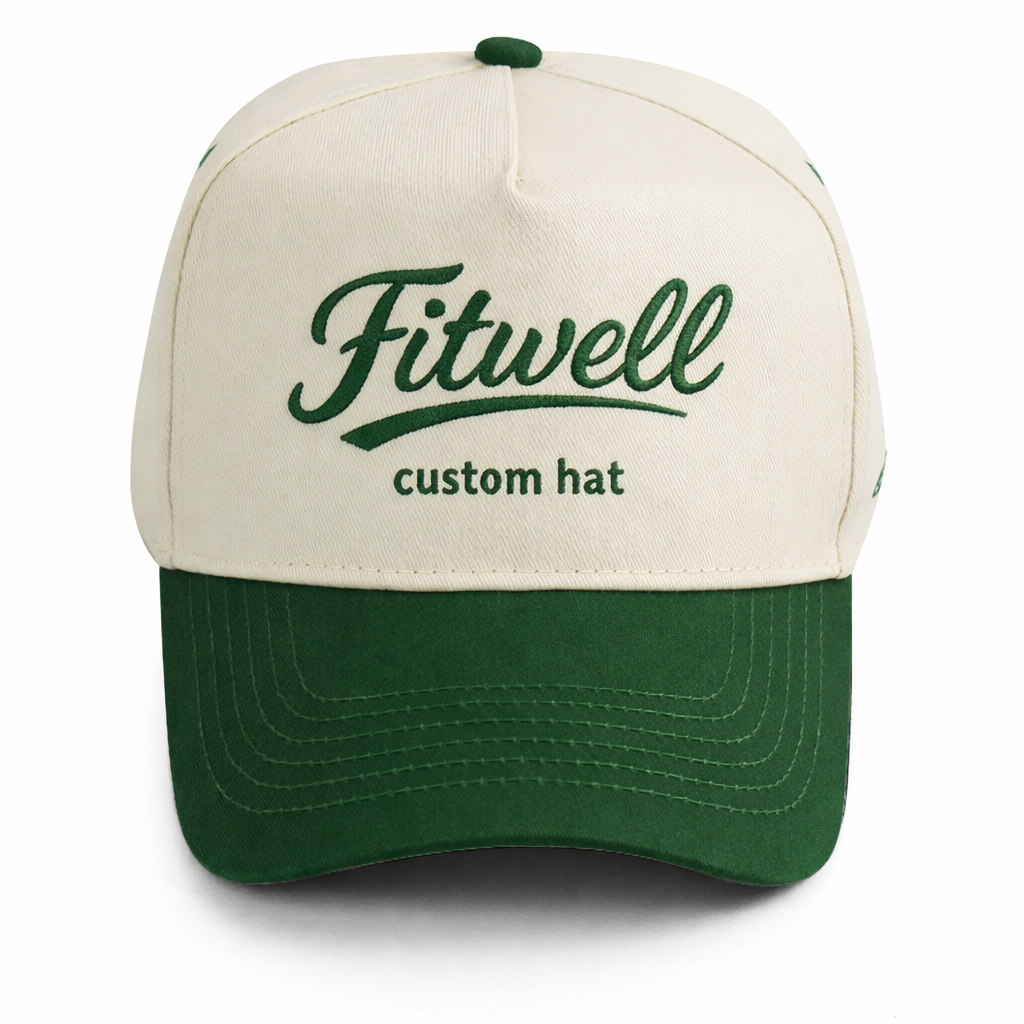 Two-Tone 5 Panel Cotton Twill Baseball Cap with Flat Embroidery