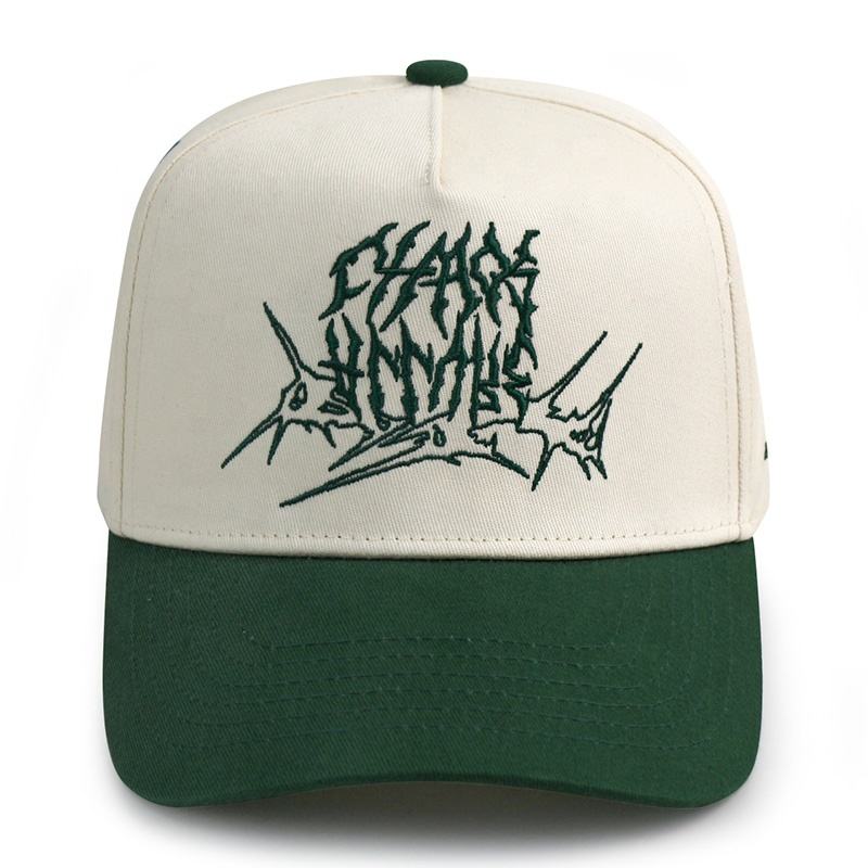 Two-Tone 5-Panel Cotton Twill Baseball Cap with Flat Embroidery Logo