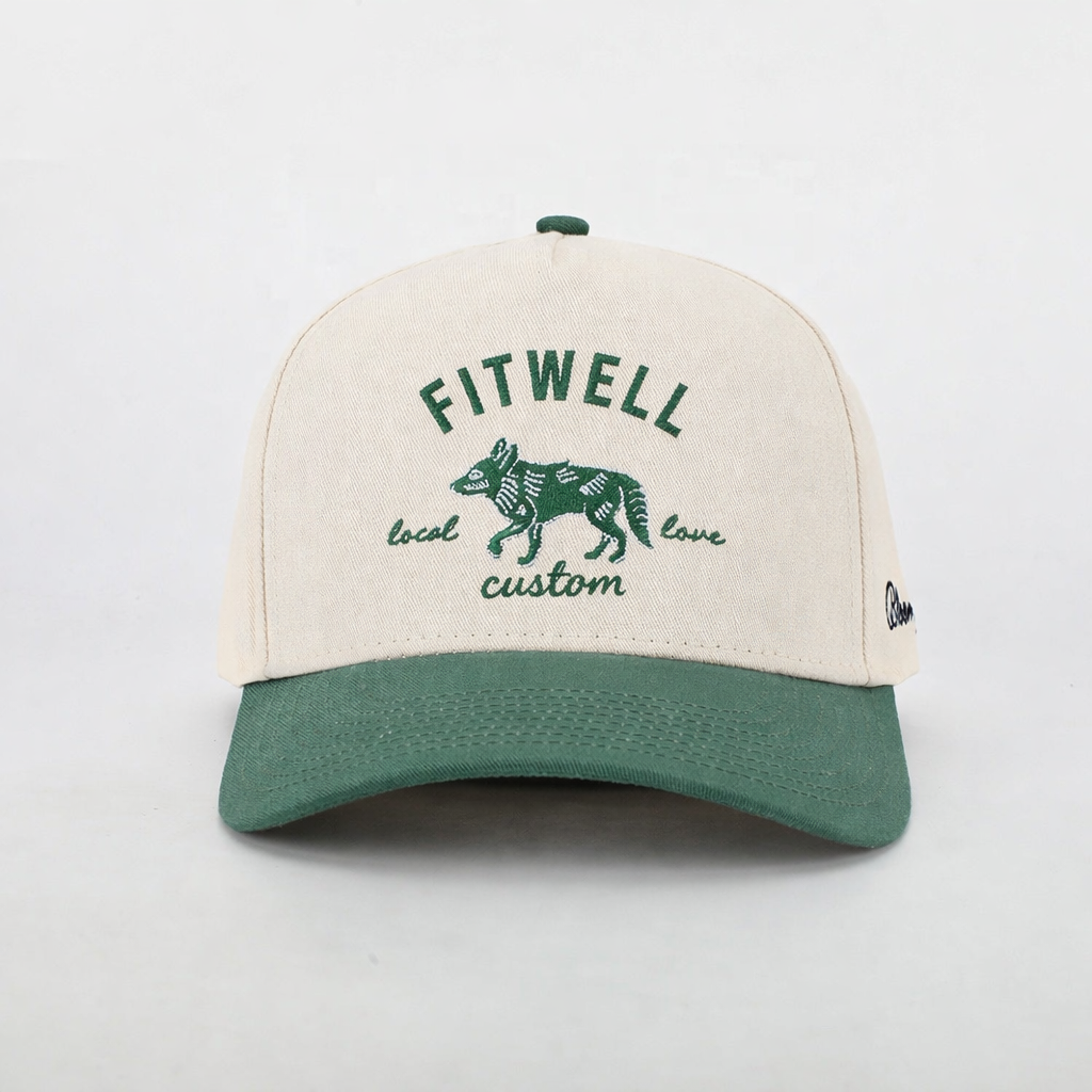 Two-Tone Cotton Twill Baseball Cap with Embroidered Logo